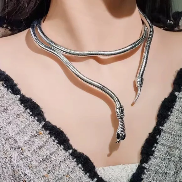 Silver Serpenti Snake Necklace-Bracelet Multifunctional - Picture 7 of 17